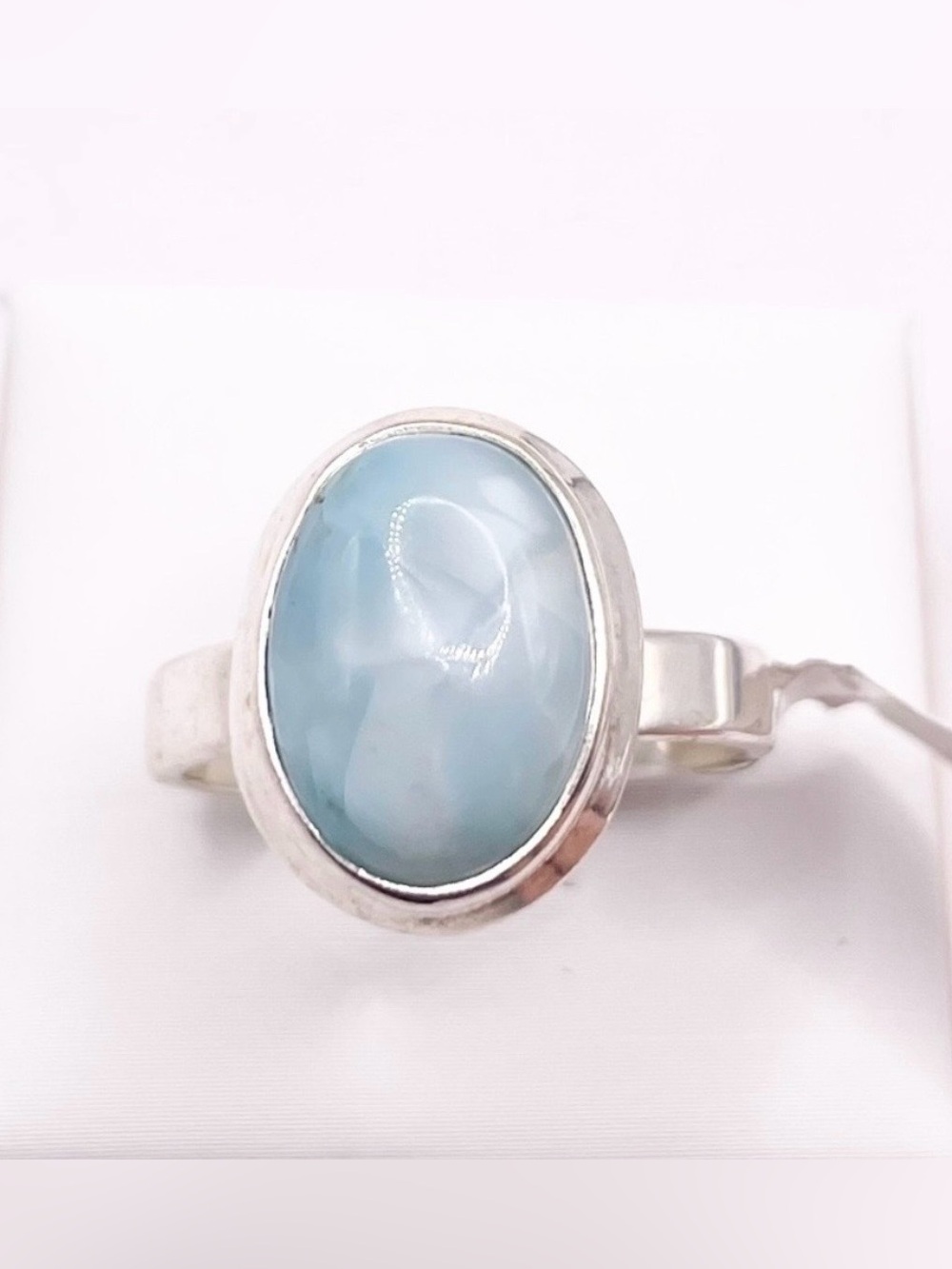 Size 8 Sterling Silver Larimar Oval Ring